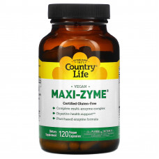 Country Life, Maxi-Zyme, 120 веганских капсул