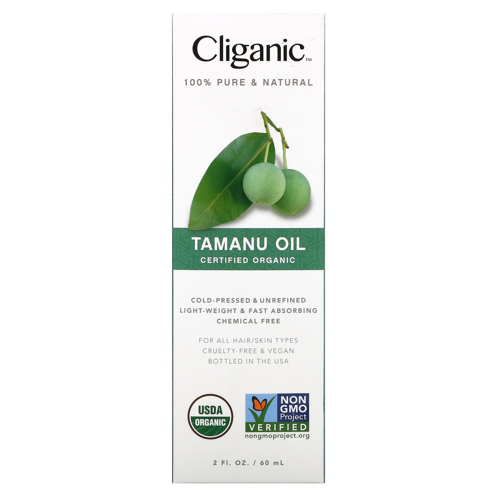 Cliganic, 100% чистое и натуральное масло, таману, 60 мл (2 жидк. Унции)