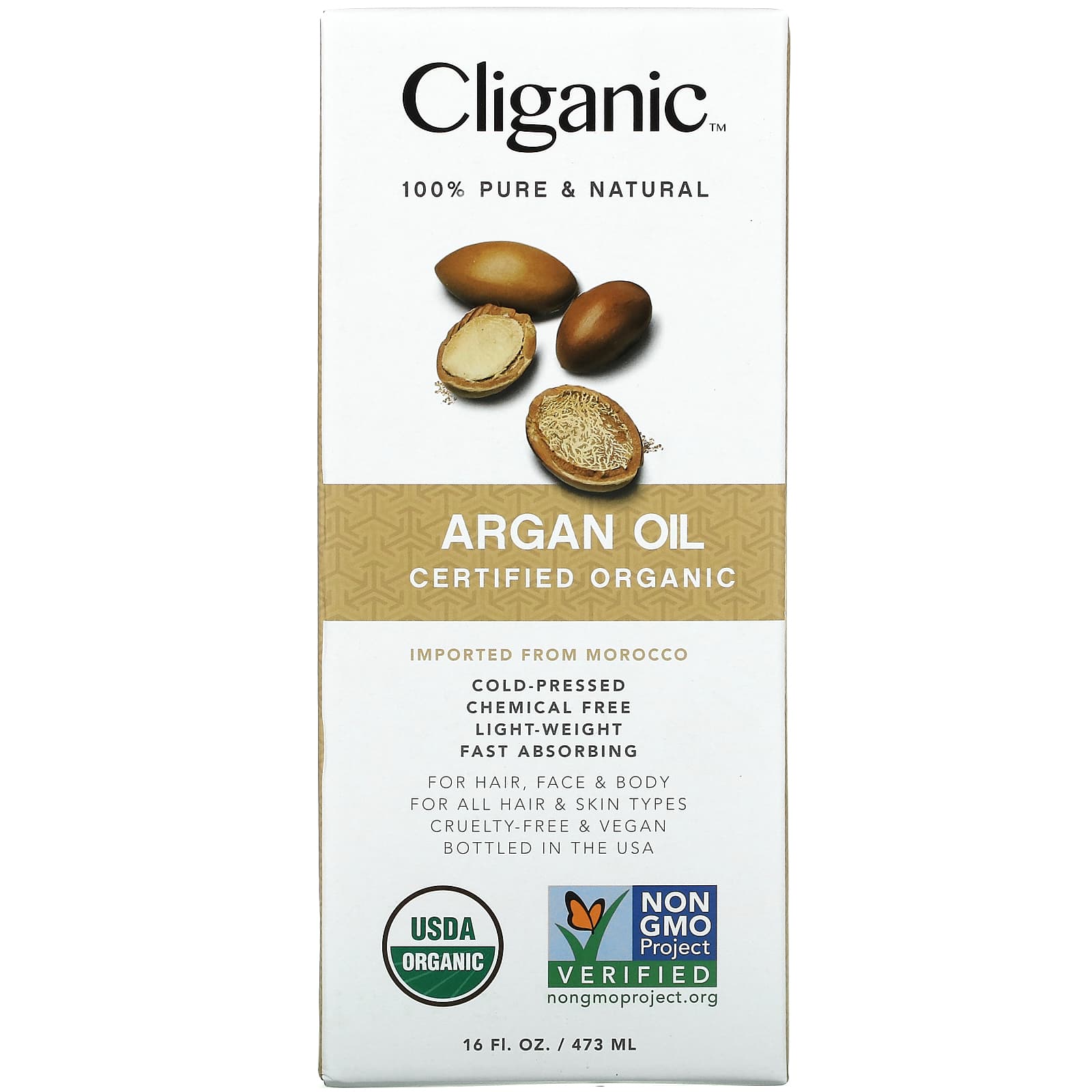 Cliganic, Органическое аргановое масло, 473 мл (16 жидк. Унций)