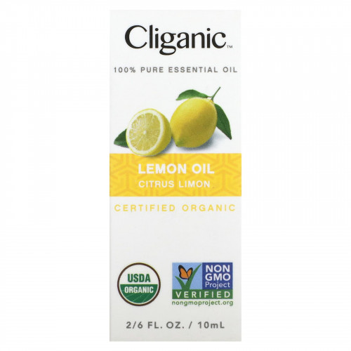 Cliganic, 100% чистое эфирное масло, лимонное масло, 10 мл (0,33 жидк. Унции)