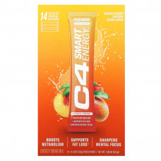 Cellucor, C4 Smart Energy, смесь для приготовления энергетического напитка, со вкусом персика и манго, 14 стик-пакетов по 3,8 г (0,13 унции)