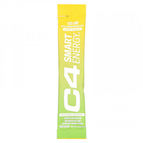 Cellucor, C4 Smart Energy, смесь для приготовления энергетического напитка, со вкусом юдзу и лайма, 14 стик-пакетов по 3,9 г (0,14 унции)