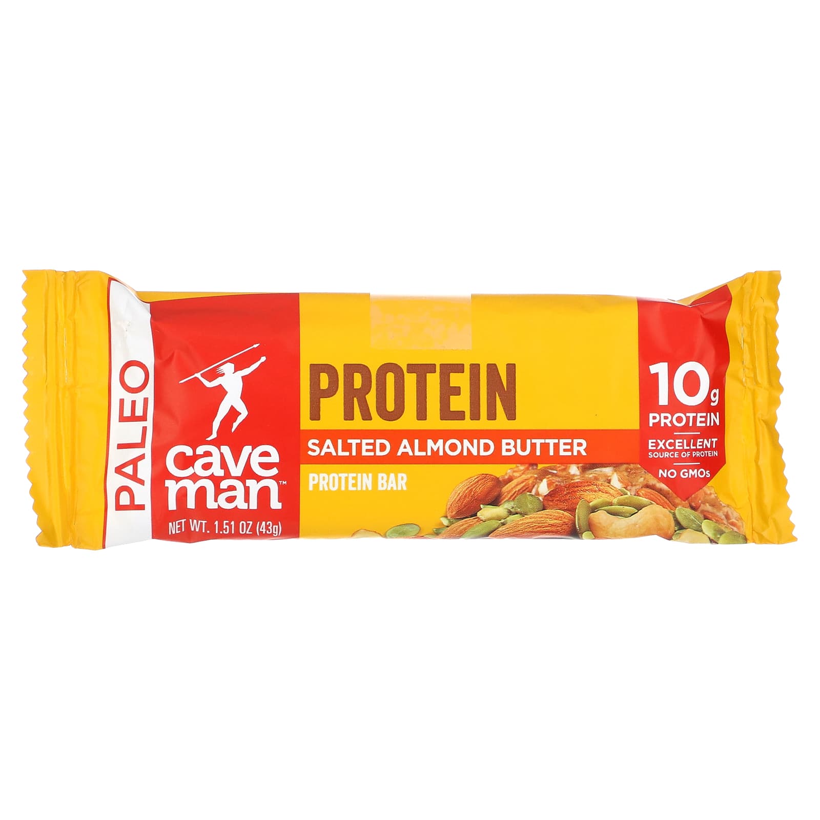 Caveman Foods, Protein Bar, соленое миндальное масло, 12 батончиков, 43 г (1,52 унции)