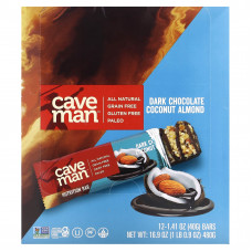 Caveman Foods, Nutrition Bars, темный шоколад, кокос и миндаль, 12 батончиков по 40 г (1,41 унции)