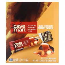 Caveman Foods, Nutrition Bars, темный шоколад, карамель и кешью, 12 батончиков по 40 г (1,41 унции)