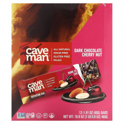 Caveman Foods, Nutrition Bar, темный шоколад, вишня, орехи, 12 батончиков, по 40 г (1,41 унции)