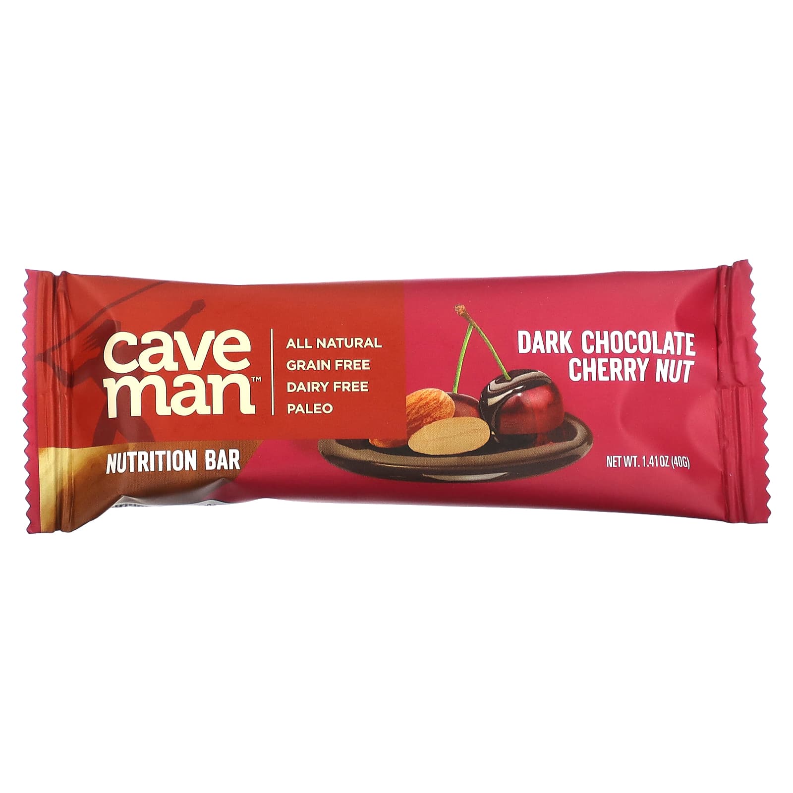 Caveman Foods, Nutrition Bar, темный шоколад, вишня, орехи, 12 батончиков, по 40 г (1,41 унции)