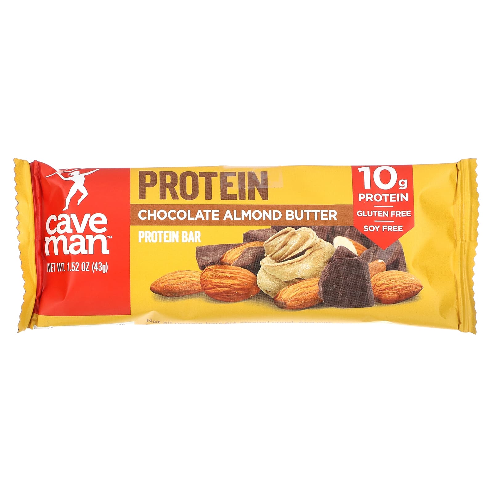 Caveman Foods, Protein Bar, шоколадно-миндальная паста, 12 батончиков, 43 г (1,52 унции)