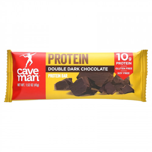 Caveman Foods, Протеиновый батончик, двойной темный шоколад, 12 батончиков, 43 г (1,52 унции)