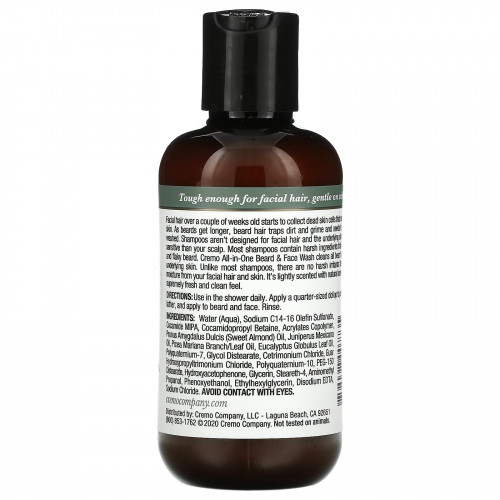 Cremo, Универсальное средство для умывания для бороды и лица, смесь кедрового леса, 6 жидких унций (177 мл)