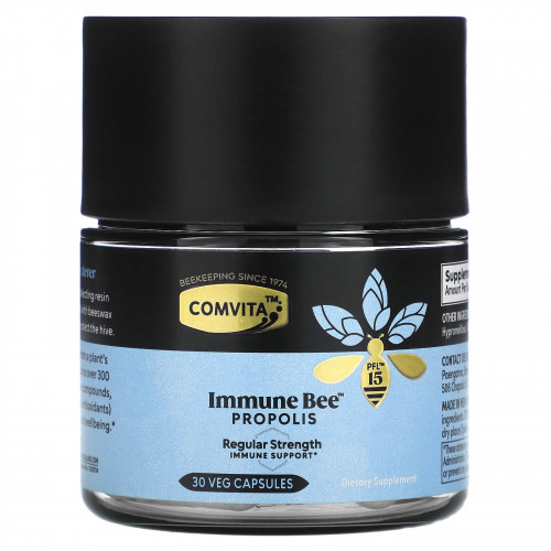 Comvita, Immune Bee Propolis, Regular Strength Immune Support, PFL15, 30 Veg Capsules