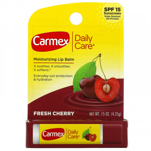 Carmex, Daily Care, увлажняющий бальзам для губ, свежая вишня, SPF 15, 4,25 г (0,15 унции)