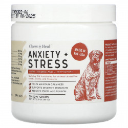 Chew + Heal, Anxiety + Stress, для собак, 30 жевательных таблеток, 66 г (2,3 унции)