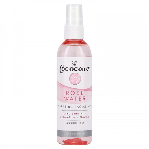 Cococare, Увлажняющий спрей для лица, без спирта, розовая вода, 118 мл (4 жидк. Унции)