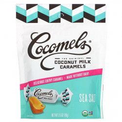Cocomels, органическая карамель из кокосового молока с морской солью, 100 г (3,5 унции)