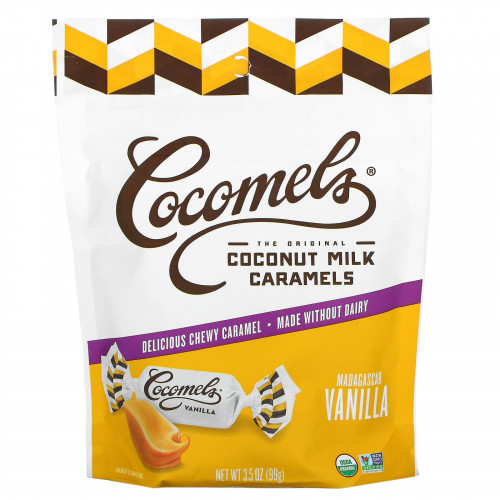 Cocomels, карамель на кокосовом молоке, мадагаскарская ваниль, 100 г (3,5 унции)