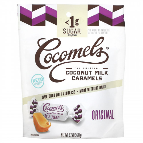 Cocomels, Карамель на кокосовом молоке, без сахара, оригинальный, 2,75 унции (78 г)