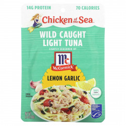 Chicken of the Sea, Дикий светлый тунец, лимон и чеснок, 70 г (2,5 унции)