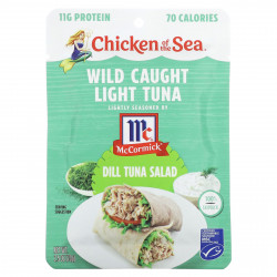 Chicken of the Sea, Дикий светлый тунец, салат из тунца с укропом, 70 г (2,5 унции)