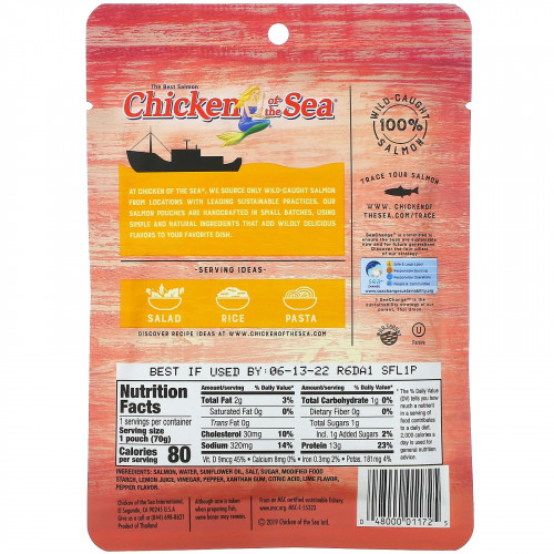 Chicken of the Sea, Горбуша из дикой рыбы, лимонный перец, 70 г (2,5 унции)