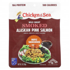 Chicken of the Sea, Аляскинская горбуша, копченая из дикой рыбы, коптильня из клена, 85 г (3 унции)