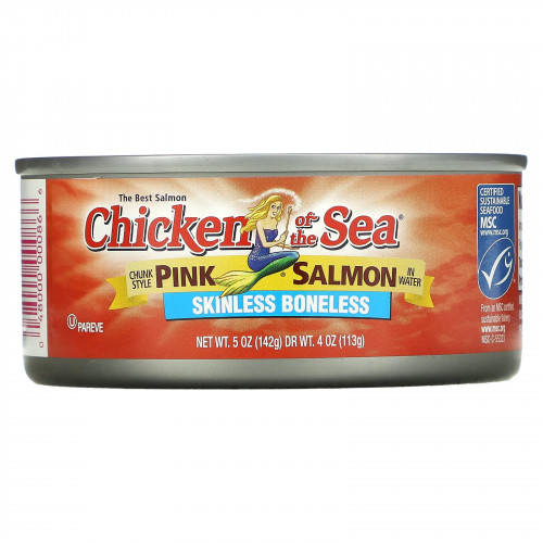 Chicken of the Sea, Горбуша в воде с кусочками, без кожи / без костей, 4 пакетика по 142 г (5 унций)