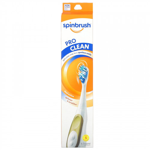 Spinbrush, Pro Clean, зубная щетка с электроприводом, мягкая щетина, 1 зубная щетка