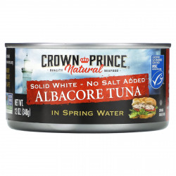 Crown Prince Natural, Альбакорский тунец, белый, без добавления соли, в родниковой воде, 340 г (12 унций)