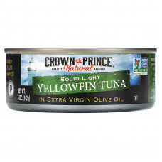 Crown Prince Natural, Желтоперый тунец, светлый, в оливковом масле первого отжима, 142 г (5 унций)
