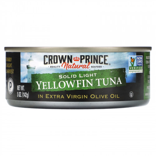 Crown Prince Natural, Желтоперый тунец, светлый, в оливковом масле первого отжима, 142 г (5 унций)