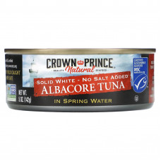 Crown Prince Natural, Альбакорский тунец, белый, без добавления соли, в родниковой воде, 142 г (5 унций)