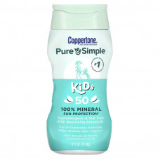 Coppertone, Pure & Simple, для детей, 100% минеральная защита от солнца, SPF 50, 177 мл (6 жидк. Унций)