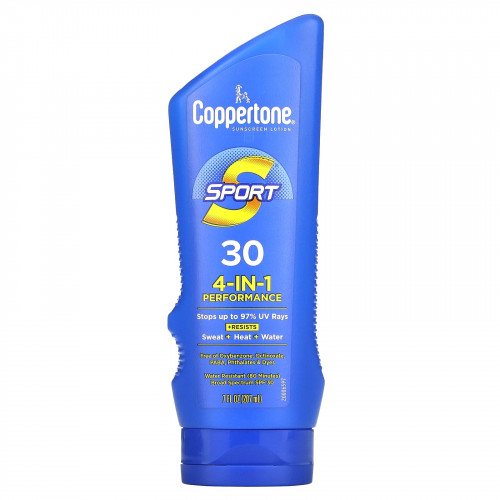 Coppertone, Sport, солнцезащитный лосьон, эффективность 4-в-1, SPF 30, 207 мл (7 жидк. Унций)