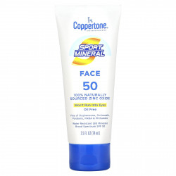 Coppertone, Sport Mineral, солнцезащитный лосьон, для лица, SPF 50, нежирный, 74 мл (2,5 жидк. унции)