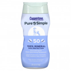 Coppertone, Pure & Simple, 100% минеральная защита от солнца, SPF 50, 177 мл (6 жидк. Унций)