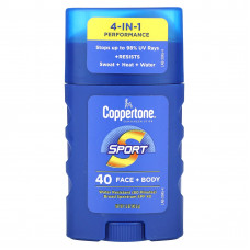 Coppertone, Солнцезащитный стик, Sport, 4-в-1, для лица и тела, SPF 40, 42,5 г (1,5 унции)