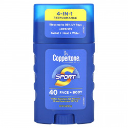 Coppertone, Солнцезащитный стик, Sport, 4-в-1, для лица и тела, SPF 40, 42,5 г (1,5 унции)