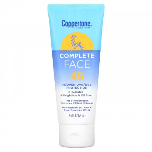 Coppertone, Солнцезащитный лосьон для лица, SPF 45, 74 мл (2,5 жидк. Унции)