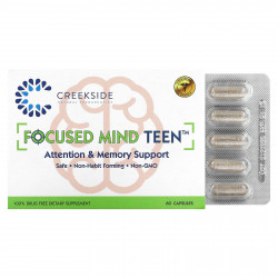 Creekside Natural Therapeutics, Focused Mind Teen, поддержка внимания и памяти, 60 капсул (Товар снят с продажи) 