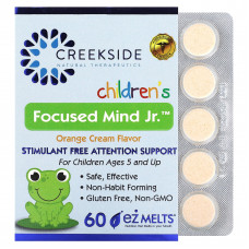 Creekside Natural Therapeutics, Children's Focused Mind Jr, апельсиновый крем, 60 таблеток EZ-Melt