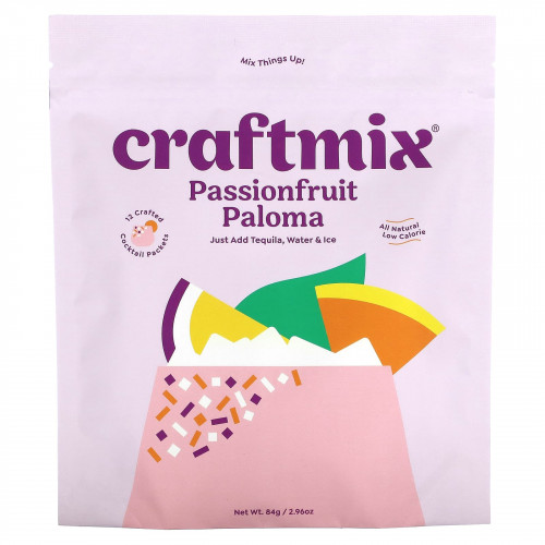 Craftmix, Пакетики для коктейлей, маракуйя и палома, 12 пакетиков по 84 г (2,96 унции)