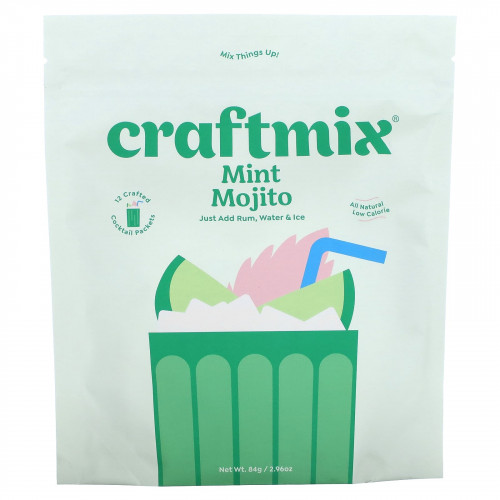 Craftmix, Коктейльная смесь, мятный мохито, 12 пакетиков, 84 г (2,96 унции)