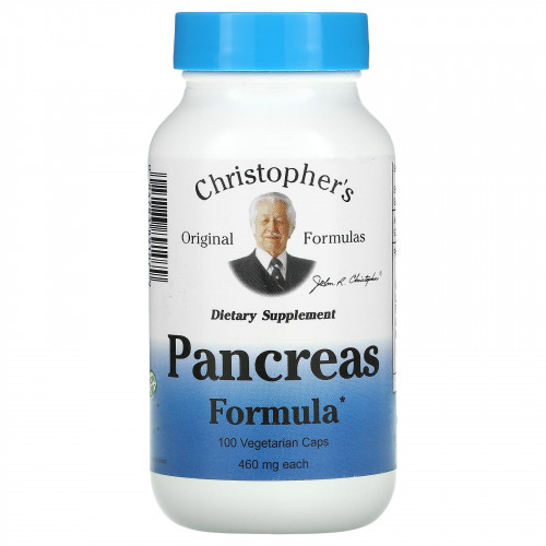 Christopher's Original Formulas, Pancreas Formula, 460 мг, 100 вегетарианских капсул