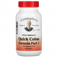 Christopher's Original Formulas, Quick Colon, средство для здоровья кишечника, этап 1, 485 мг, 100 вегетарианских капсул