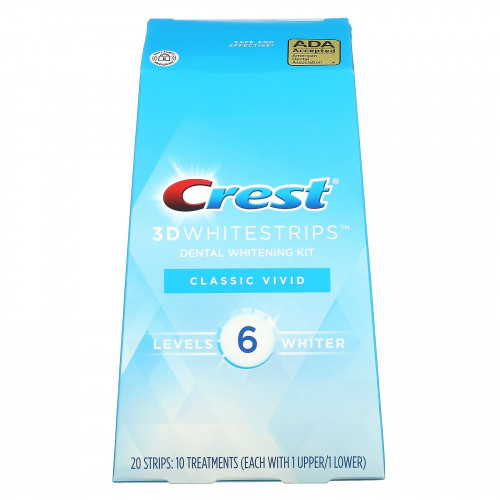 Crest, 3D Whitestrips, Classic Vivid, комплект для отбеливания зубов, 20 полосок