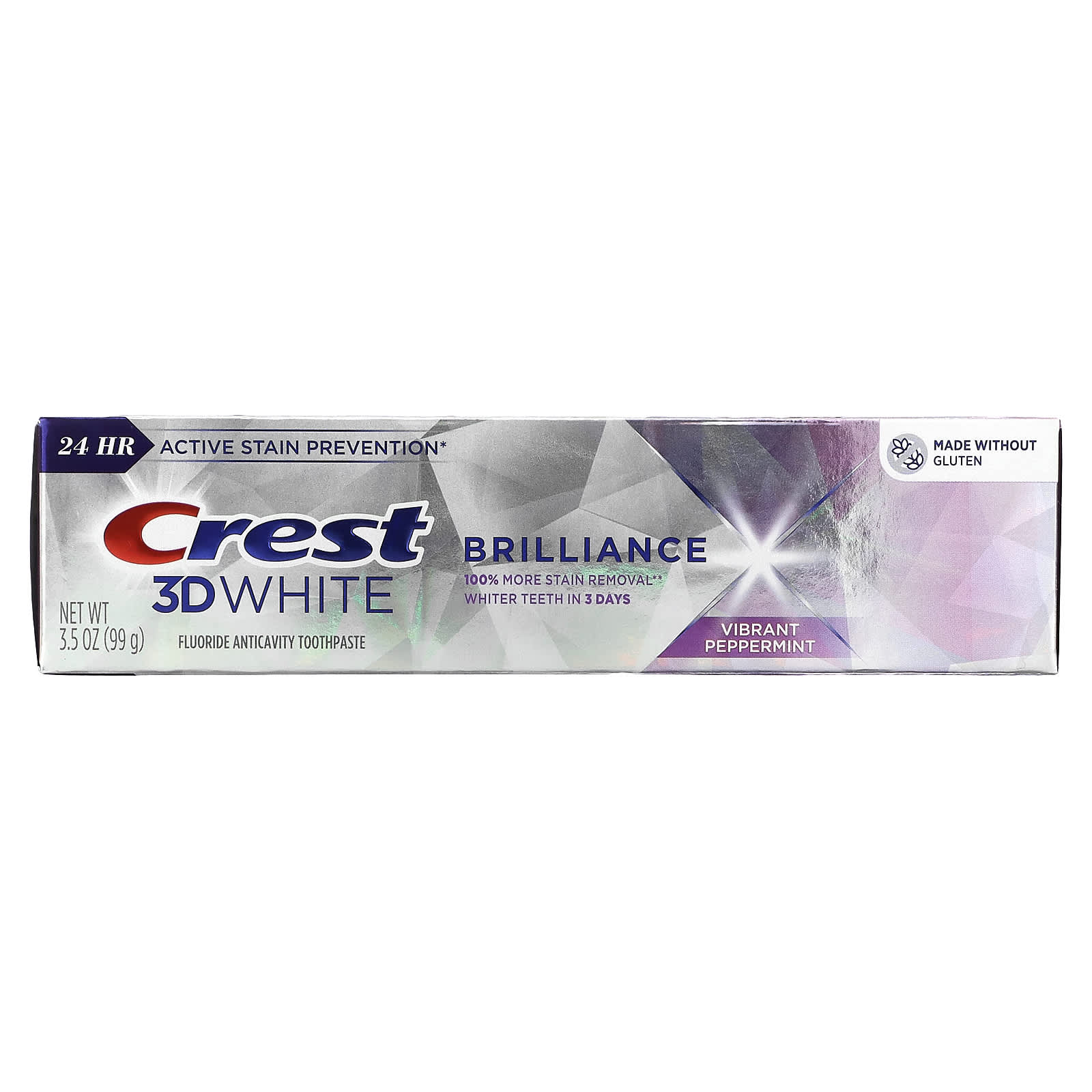 Crest, 3D White, Brilliance, зубная паста с фтором, яркая перечная мята, 3 пакетика по 99 г (3,5 унции)