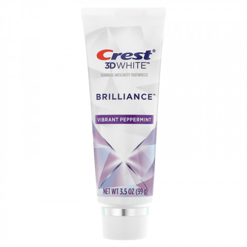 Crest, 3D White, Brilliance, зубная паста с фтором, яркая перечная мята, 3 пакетика по 99 г (3,5 унции)