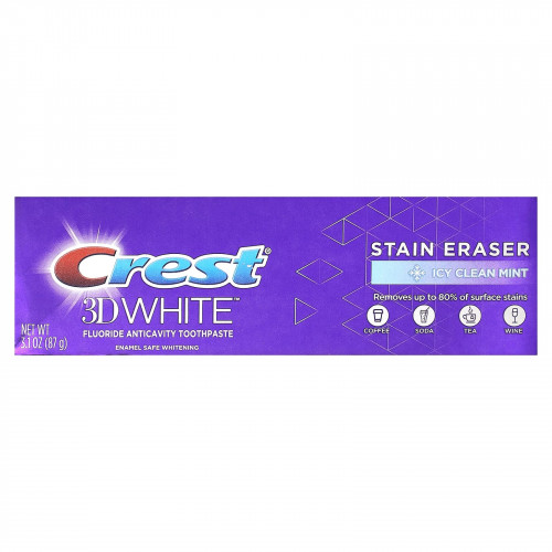 Crest, 3D White, зубная паста с фтором, очищающая от кариеса и мята, 87 г (3,1 унции)