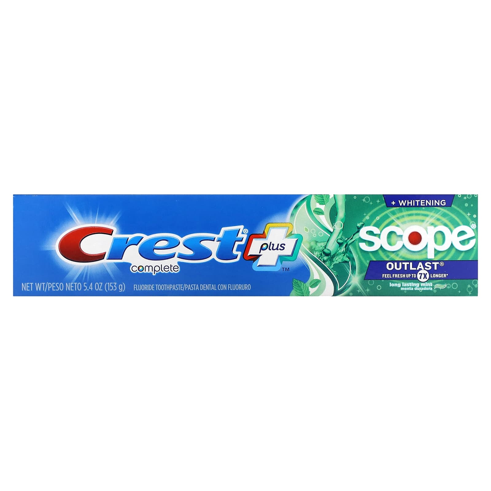 Crest, Complete, Scope, Outlast Plus Whitening, зубная паста с фторидом, мята, 153 г (5,4 унции)