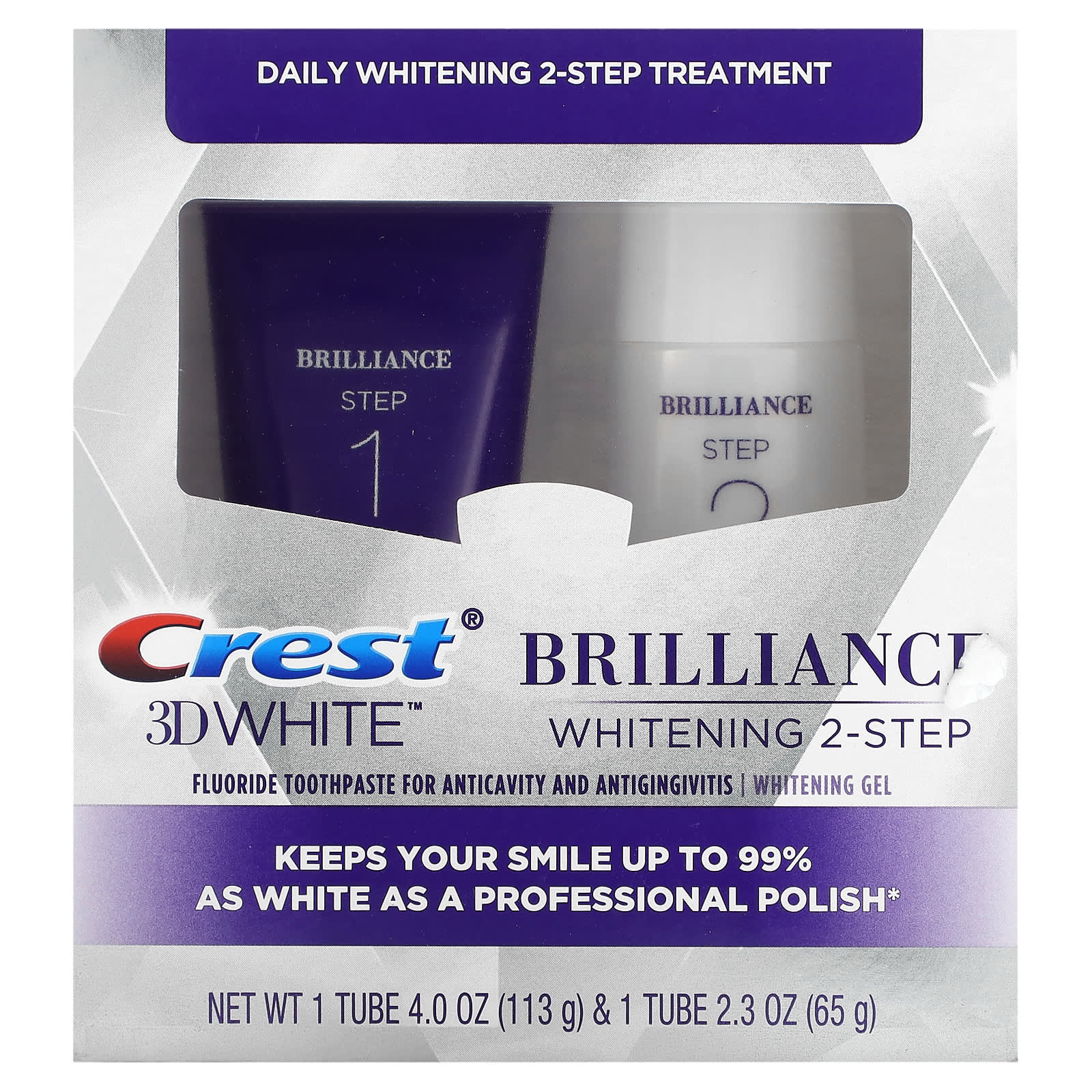 Crest, 3D White, ежедневное двухэтапное отбеливание, 1 набор